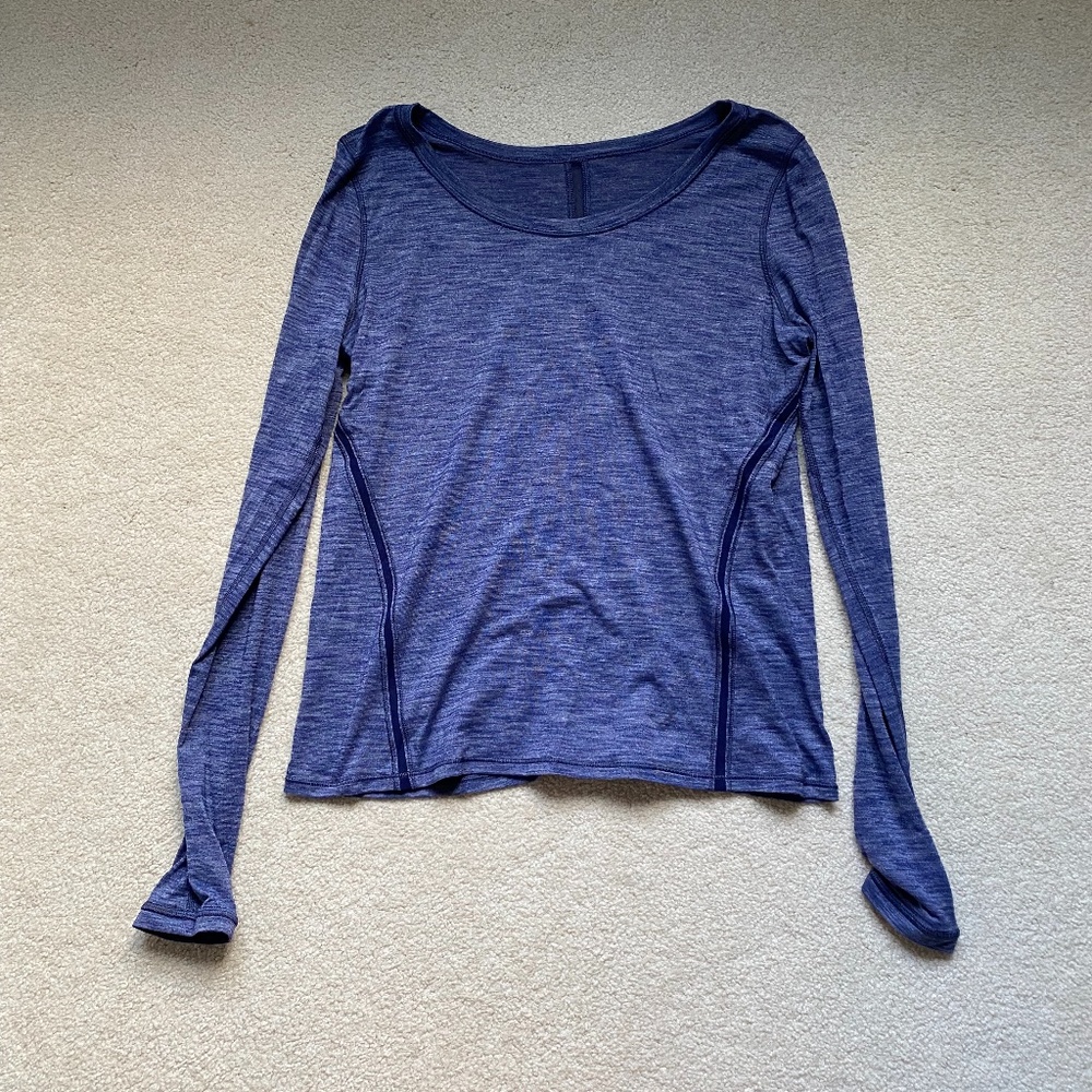 Lululemon Intensi-Tee Long Sleeve Run Navy Blue Heather